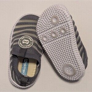 Gray Striped Baby Shoes